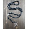 Nazareth Store Black Agate Beads Rosary Necklace Matte Natural Beaded