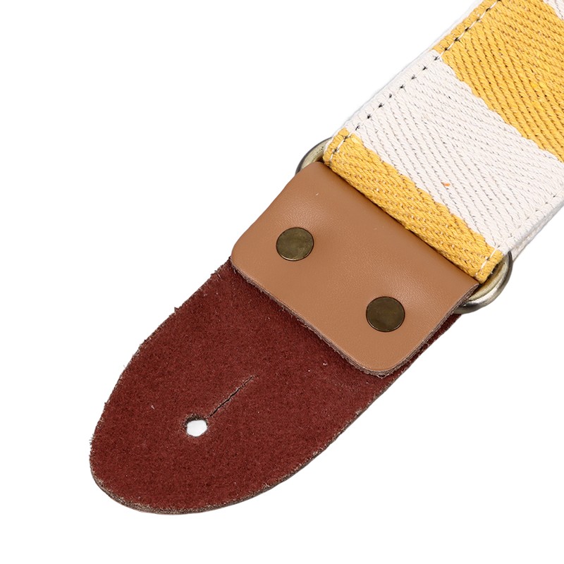 Guitar Strap Stylish Stripe Pattern Thickened Cotton Leather Adjustable Guitar