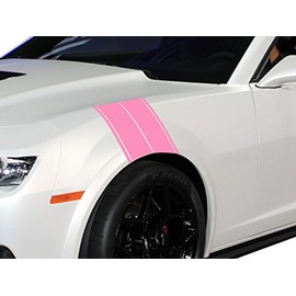 FGD Fender Hash Stripe Graphics Decal Sticker Set Universal Fits Car Truck or SUV (Hm01) 11"x23" (Pink)