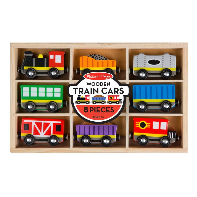 Melissa & Doug Wooden Magnetic Train Cars - 8 Piece