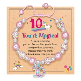 UPROMI Gifts for 10 Year Old Birthday Ideas, Bracelets 8 10 12 Christmas Gifts Happy 10th Birthday Decorations for Valentines Day Easter Stuffers