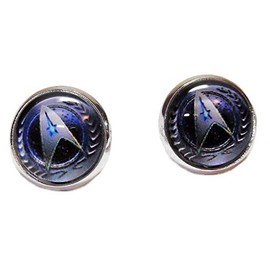 Star SciFi Trek The Next Generation Star Fleet Command Glass Dome Stud Earrings