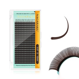 NAGARAKU Dark Brown Eyelash Extension Classic Individual 1:1 Eyelash Volume Individual Eyelashes Natural Semi-Permanent Soft Eyelash Accessories Eyelash High Capacity 20 Rows (0.07 mm D 10 mm)