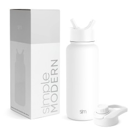 Simple Modern Botella de Agua con Pajita y Tapa para Beber de Golpe | Termo de Acero Inoxidable Aislado para Desportes Gimnasio | Summit Colección | 950ml | Checkmate