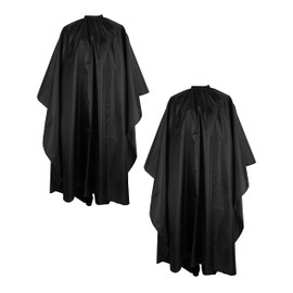 MoHern Barber Cape, 2PCS Waterproof Polyester Salon Hair Cutting Cape, Haircut Cape, Professional Barber Supplies, Black, Black, Large