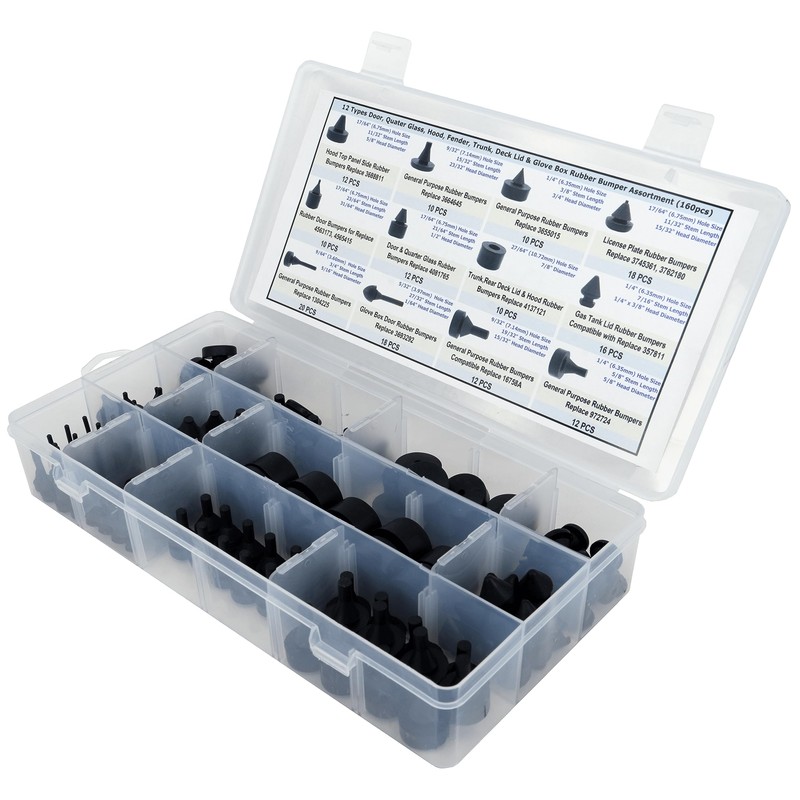 Dsnaduo 160 PCS Black Automotive Rubber Bumper Assortment, Rubber Stop
