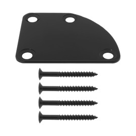 Create idea 1PC Curved Guitar Neck Plate Notched Semicircular Connector Rear Mounting Plate with Screws for Cigar Box Guitar Electric Guitar 64.5x51.1mm Black