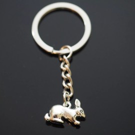 Unbranded 3D Cute Bunny Rabbit Cottontail Silver Pendant Charm Keychain Keyring Love Gift