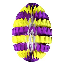 3-Pack Large 16 Inch Honeycomb Tissue Paper Easter Egg Decoration, Striped Yellow & Purple
