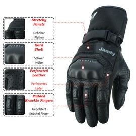 JAUNTY Motorcycle Gloves Summer Leather Motorbike Racing Gloves, Touch Screen Motorcycle Protective Gloves, Mountain Bike Perforated Breathable Biker Gloves for Men & Women (Small)