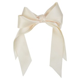 Ribbon Barrette Large Women's Long Satin Wedding Cute Hair Accessory 1. Off White