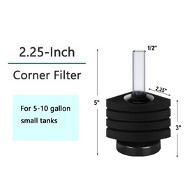 AQUANEAT Aquarium Bio Corner Sponge Filter, for Breeding Shrimp Nano Fish Tank, up to 10Gal