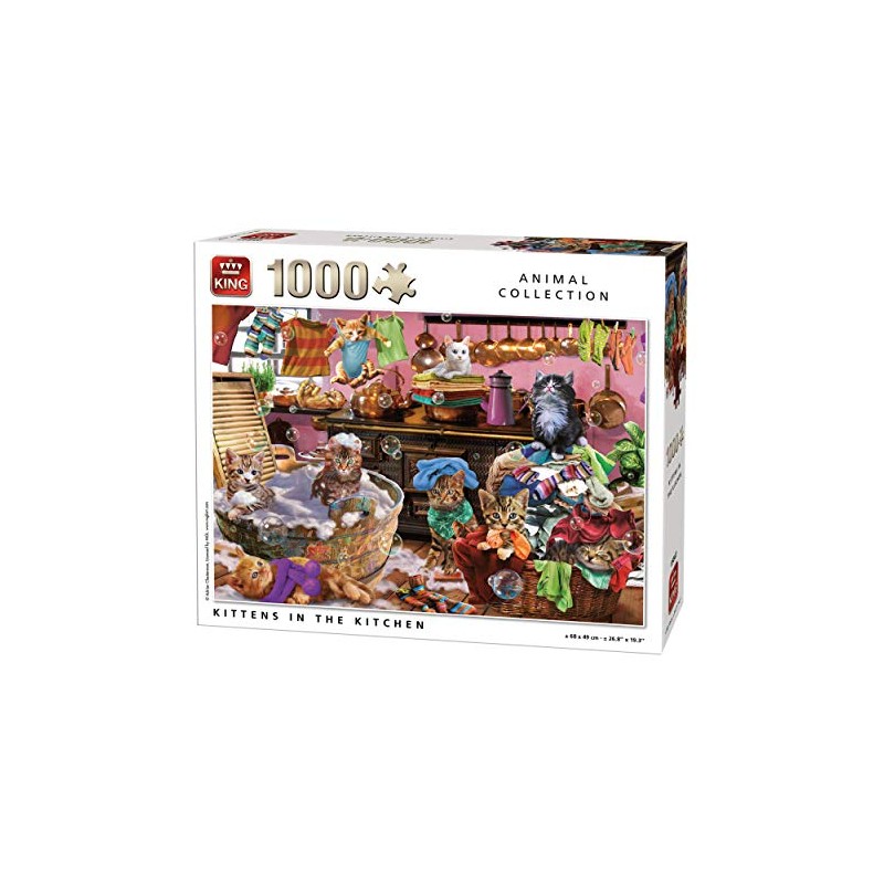 King 55847 Kitten in the Kitchen Puzzle 1000 Pieces, Multi-Colour,