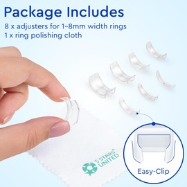 Ring Sizer Adjuster for Loose Rings - Fits Flat Bands Up to 6mm, 6 Pack Easy-Clip Guards, Spacers & Tighteners, Reduces Size by 0.5-1, Invisible Design for Women & Men by 5 STARS UNITED
