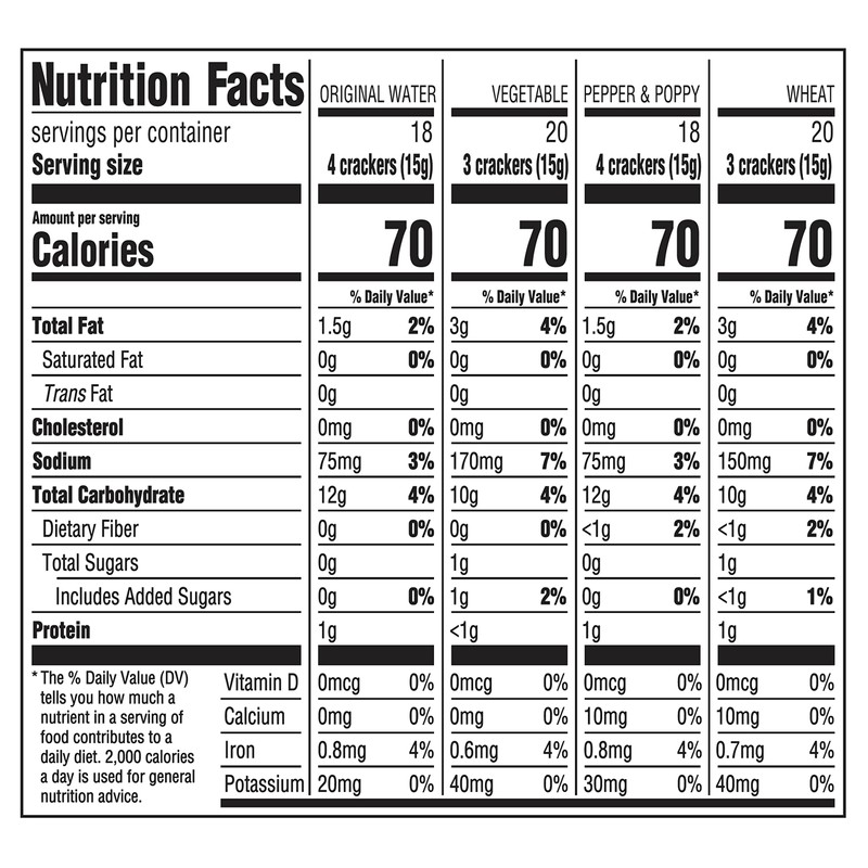 Nabisco Entertainment Crackers Variety Pack, Original Water, Vegetable, Pepper &