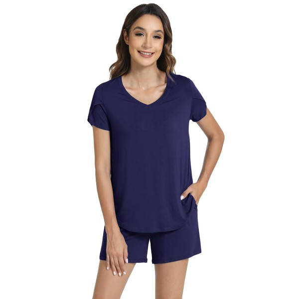 WiWi Pajamas for Women Short Sleeve Top and Shorts Sets
