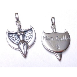 Silver Pendant with Moon Goddess Design Made of Sterling Silver, Gift Women's Lucky Charm Protection Symbol Friendship, Sterling Silver, No Gemstone