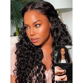Nadula Pre Everything Glueless Water Wave 13x4 Hd Lace Front Wigs Human Hair with Invisible Drawstring Wet and Wavy Bye Bye Knots Glueless Wig Pre Plucked Pre Cut Lace Ready to Wear Front Wig 20inch
