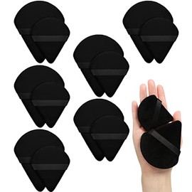 12 esponjas de maquillaje triangulares, para polvo suelto, suave, maquillaje, maquillaje, esponjas, polvo mineral, herramienta de maquillaje en seco y húmedo (negro, grande, pequeño)