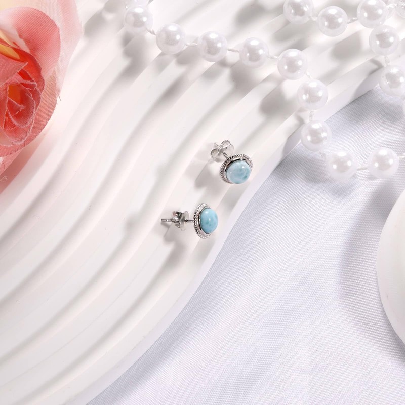 Gemsme Larimar Earrings for Women - Hypoallergenic 925 Sterling Silver