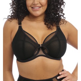 Elomi Women's Kintai Underwire Plunge Bra, Opaque, Black, 32HH US