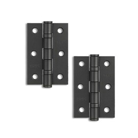 Primes DIY 4-Inch Black Ball Bearing Hinges – Heavy-Duty Steel Door Hinges for Wooden Doors, Smooth & Silent Operation, Rust-Resistant, Durable Hardware for Interior & Exterior - 4 Hinges (2 Pairs)