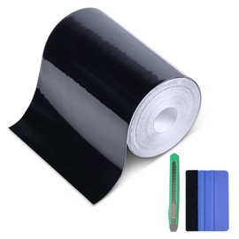 Lypumso High Gloss Black Vinyl Wrap Tape, 4 Inch x 30ft Self-Adhesive Universal Chrome Black Detailing Tape with Tool, Anti-Scratch Sticker for Door Sill Window Trim Edge Guard Protective