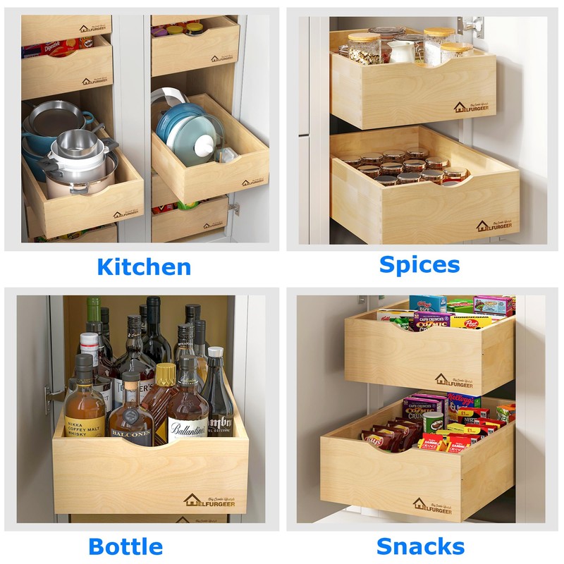 WelFurGeer Soft Close Pull Out Drawers for Kitchen Cabinets, 26"