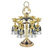 6Pcs Chinese Chalice Retro Style Zinc Alloy Glass Embossed Flower
