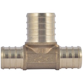 SharkBite 3/4 Inch x 3/4 Inch x 1 Inch Crimp Reducing Tee, Bullnose, Brass Plumbing Fitting, PEX Pipe, PE-RT, UC413LFA