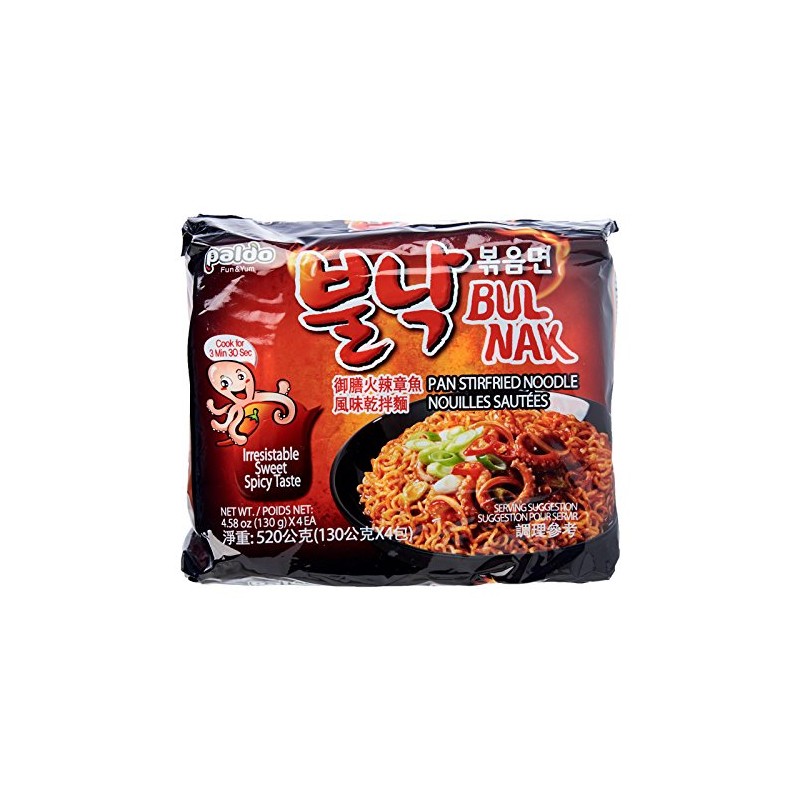 Paldo, Spicy Fire Octopus Noodle (4 count, 4.58 oz each),