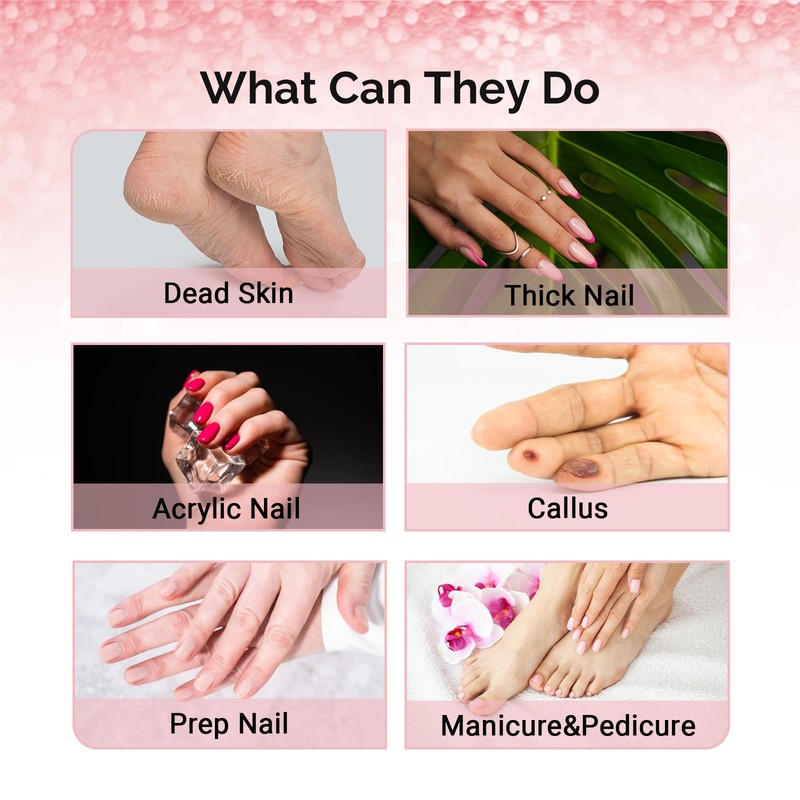 MelodySusie 50 Pcs Nail Drill Bits Super Long Small Sanding