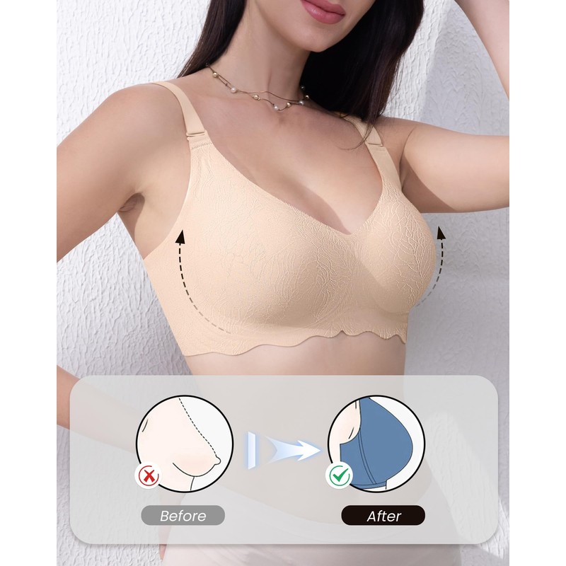 HORISUN Wireless Bras with Support and Lift Push Up Lace