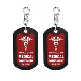 mnmoom Medical Equipment Luggage Tag Medical Alert Zipper Pull Bag Tag (2X Red)