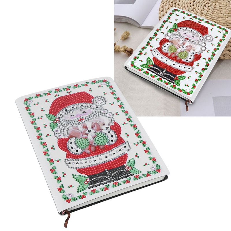 DIY Christmas Santa Claus Pattern Diamond Painting Notebook Kits Decoration