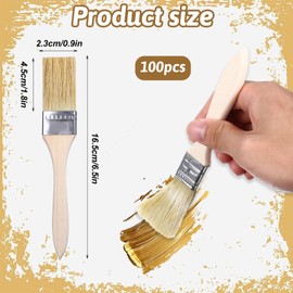 cobee 100Pcs Chip Brushes,1 Inch Natural Bristle Paint Brushes Wooden Handle for Stains Varnishes Acrylic Wood Crafts Home Projects