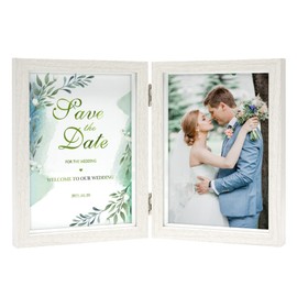 Afuly Photo Frame, 2 Sides, 2 Ls, White Photo Frame, Stylish, Vertical, Wall Hanging, Wedding, Wedding, Anniversary, Birthday, Valentine's Day, Decoration, Present