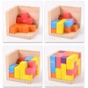 MINGZE Wooden Puzzles Brain Teaser Toy 54 T-shaped Blocks Geometric