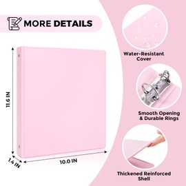 SKYDUE 3 Ring Binder 2 Pack, 1 Inch Clear View Binders with 2 Interior Pockets（Fit 8.5x11 Inches）, Round Ring Binder for Office & School Supplies Organize, Pink and Purple