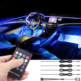 TABEN Ambient Light RGB Remote Control Car Atmosphere Light Lamp Soft DIY Refit Fibreglass Tape 64 Colours Interior Lighting Decorative Light 1 W DC 12 V 4 m