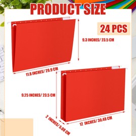 Qeeenar 24 Pcs Extra Capacity Hanging File Folders Letter Size, Reinforced Expanding Hanging Folders with Expansion for Cabinets Offices Home Drawers Desks,11.8" x 9.3", 2 Styles