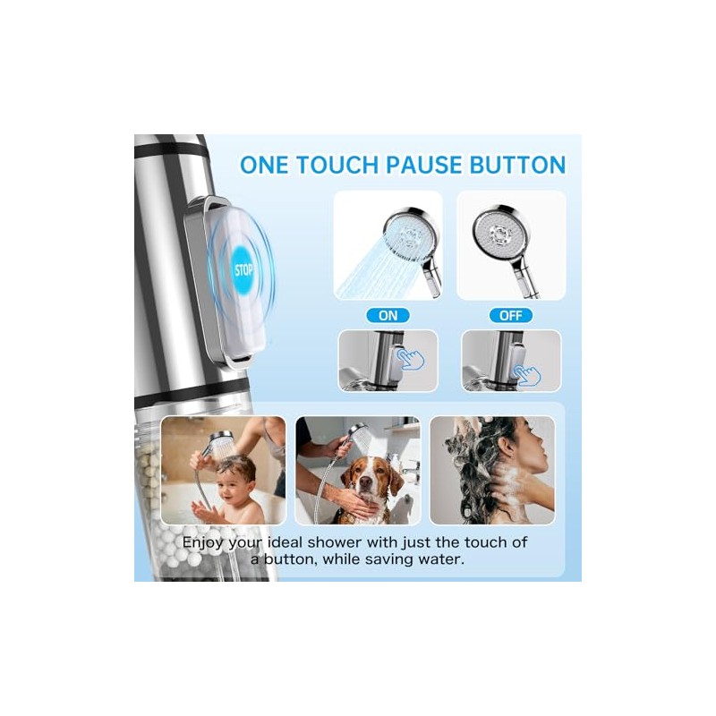 Filtered Shower Head with Handheld, 6-Spray High Pressure Shower Head