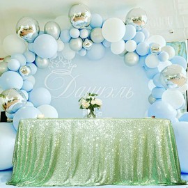 Eternal Beauty Mint Green Sequin Tablecloth, 60x102-Inch Rectangle Glitter Table Cloth for Birthday Party Wedding Decoration