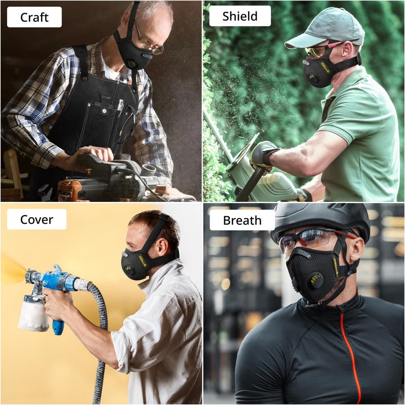 FIGHTECH Dust Mask Woodworking - Precision Fit L-Shaped Strap for