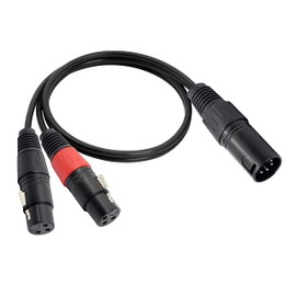 XMSJSIY Dual XLR 3 Pin to XLR 5 Pin DMX Stage Light Cable Audio Cable,DJ XLR 5-Pin Male to XLR 3-Pin Female Connector Mic Preamp Y Splitter Patch Cable for Microphone-50cm