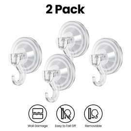 ONLYQIQIU Suction Hooks, Plastic Vacuum Seamless Sucker Hook Heavy Duty 3KG Suction Hanger Strong Absorption Suction Cup Hooks for Bathroom Kitchen Window Bags Coats Xmas Wreath, 4 Pack