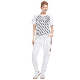 W JIANWANG Women's 2 Piece Lounge Sets for Women Tracksuit Sets Short Sleeve Sweatsuits for Women Travel Outfits White JW-7180-S