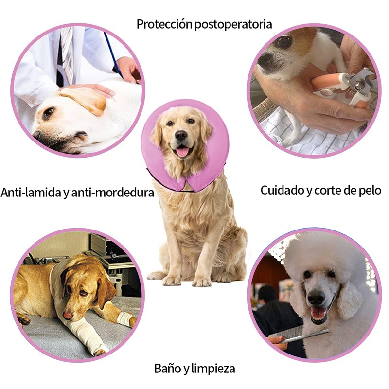 DAQI Collar de Recuperación para Perro, Inflable Cómodo Cono Protector