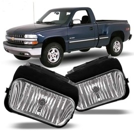 Winjet Driving Fog Lights Lamps Replacement for Chevy Silverado 2003 2004 2005 2006 2007 All Models Avalanche 2002-2006 Without Body Cladding H10 12V 42W Halogen Bulbs (Clear Lens)