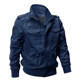 EKLENTSON Windbreaker Men Black Army Jacket Black Coat Tactical Jacket Mens Coats Field Jackets Denim Blue S